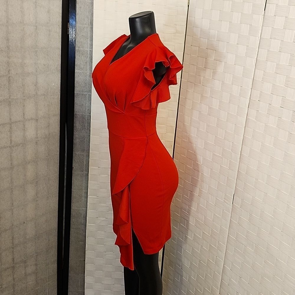 BRAND NEW KNITEE RUFFLE RUCHED SIDE MINI BODYCON DRESS - Picture 12 of 13